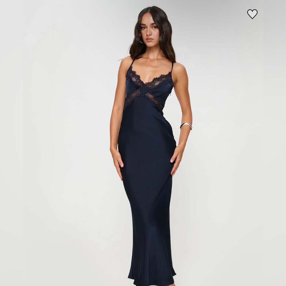 Princess Polly Midnight Blue Lace Maxi Dress (Treasure Bias cut)